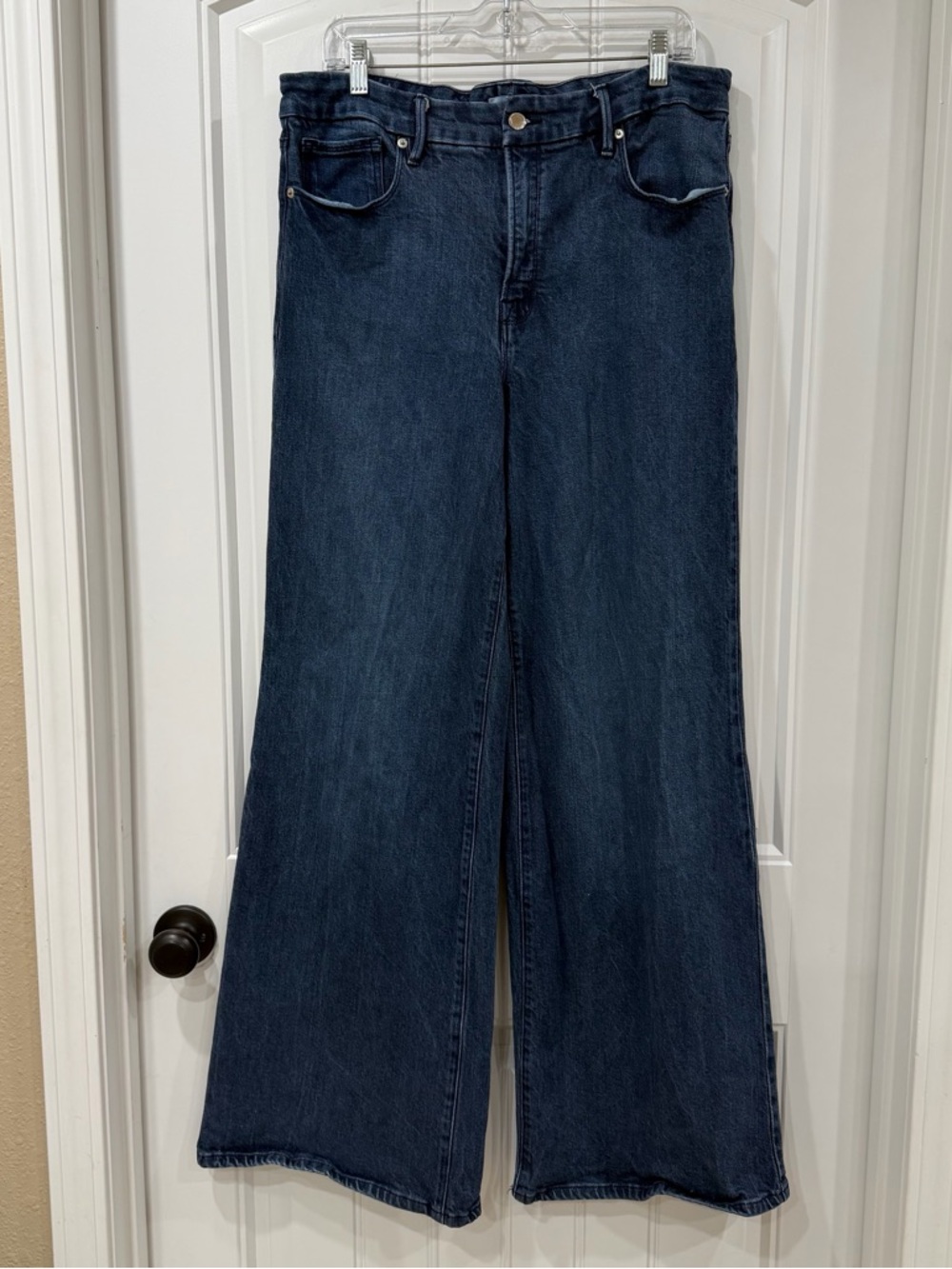 EUC High-Rise Good American Good Waist Palazzo Wide Leg Jean - Picture 3 of 6